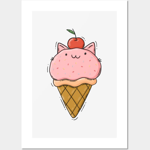 Kitty Ice Cream Wall Art by Tania Tania